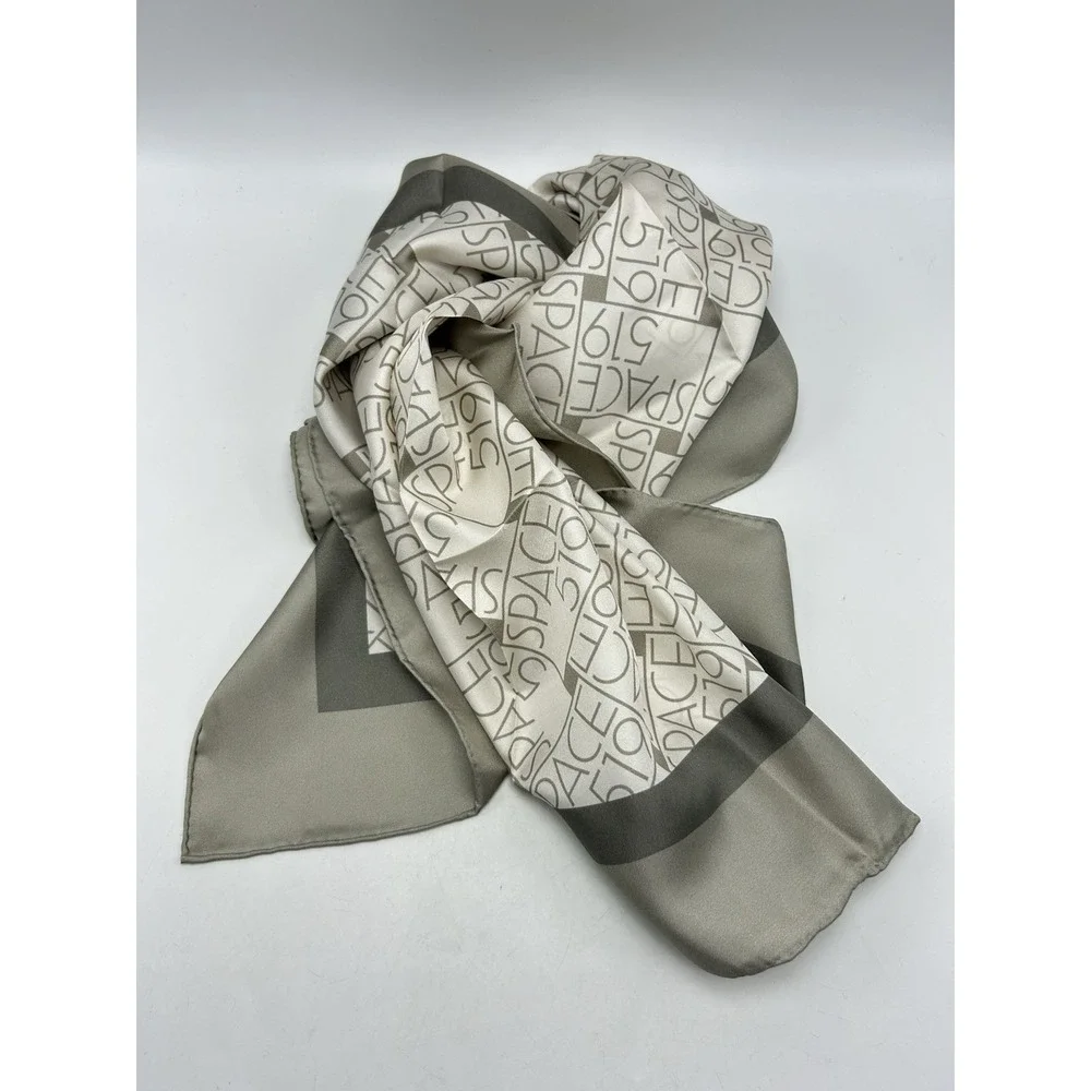 Space 519 Boutique Scarf Gray Ivory Print Gold Coast Chicago Hand Rolled Read